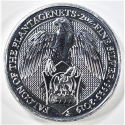2019 2oz SILVER QUEENS BEAST FALCON COIN