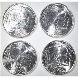 4-ONE OUNCE .999 SILVER BUFFALO ROUNDS