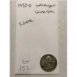 1953 D Washington Silver Quarter