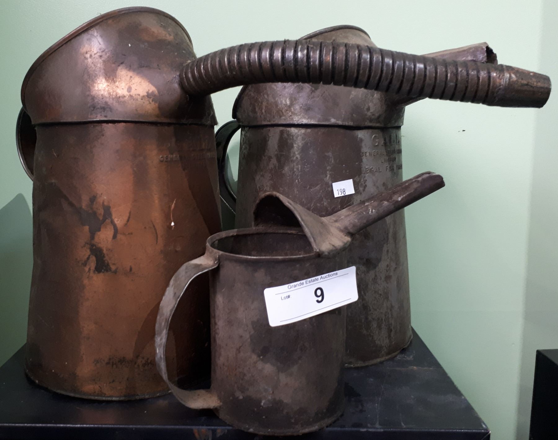 3 ANTIQUE OIL CAN JUGS