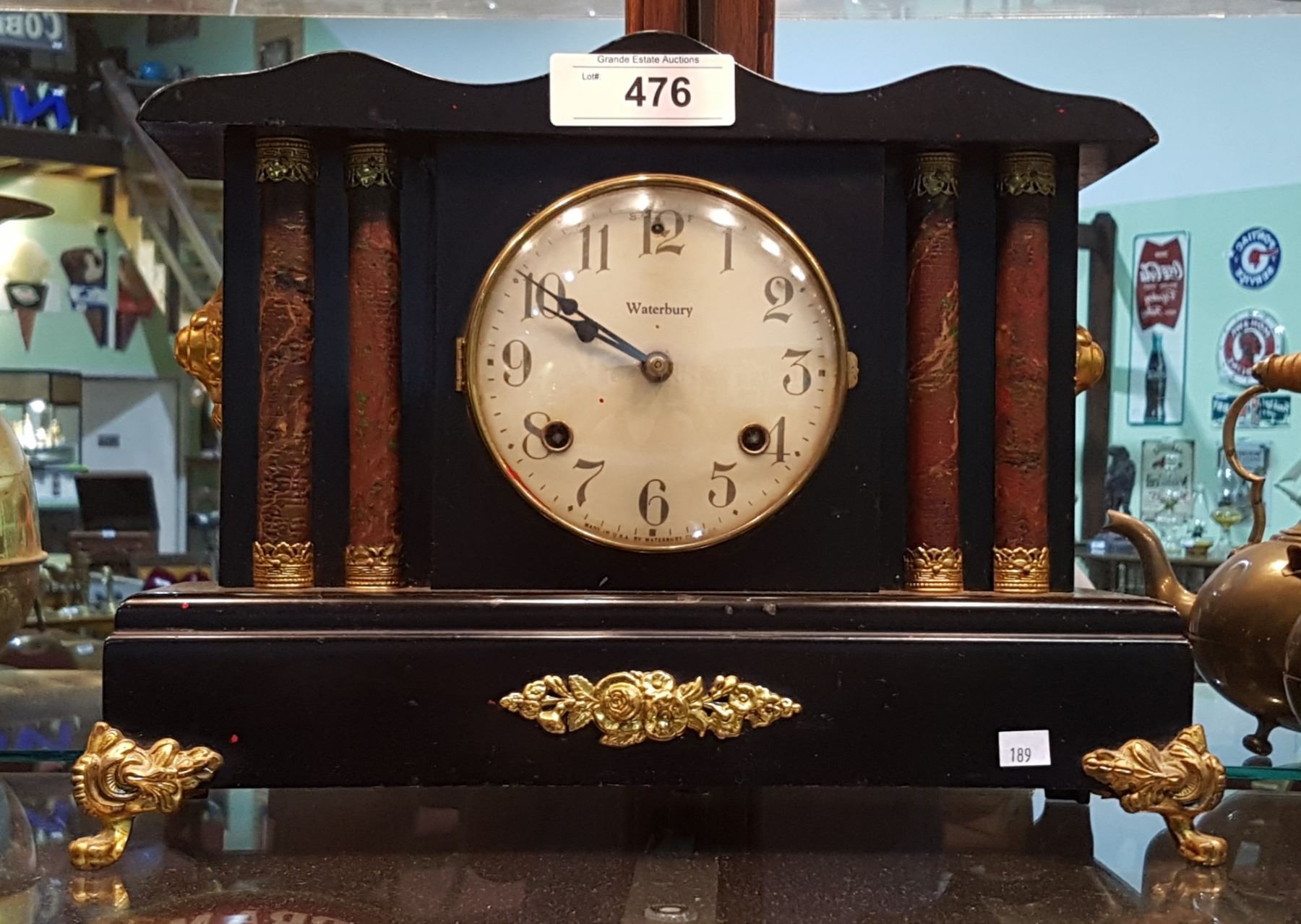 VINTAGE WATERBURY WIND UP MANTLE CLOCK