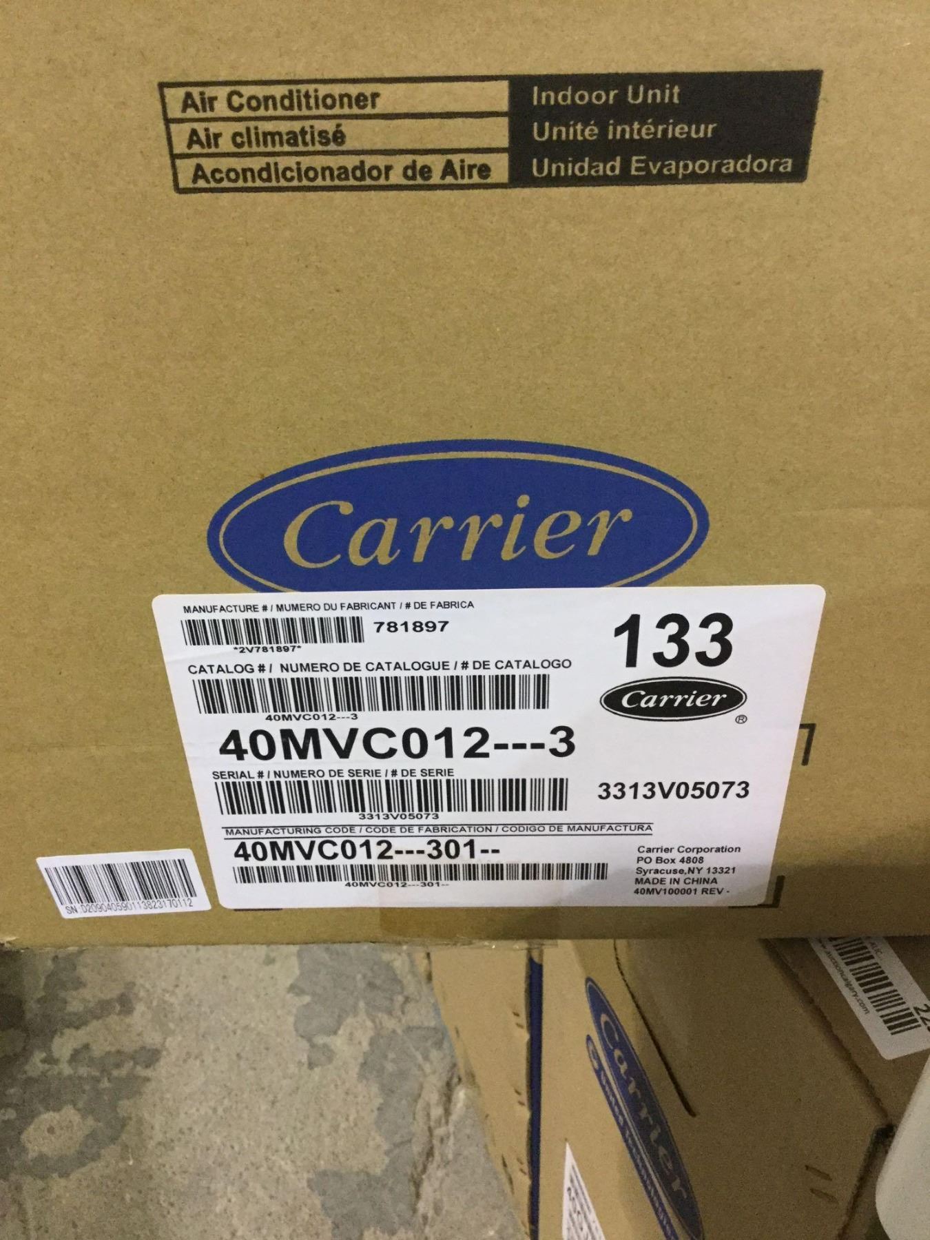 Carrier Indoor Air Conditioner Unit Model 40MVC0123