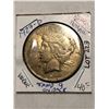 Image 2 : Unique 1927 D Peace Silver Dollar with Stamp 9 on Reverse Nice Early US Coin