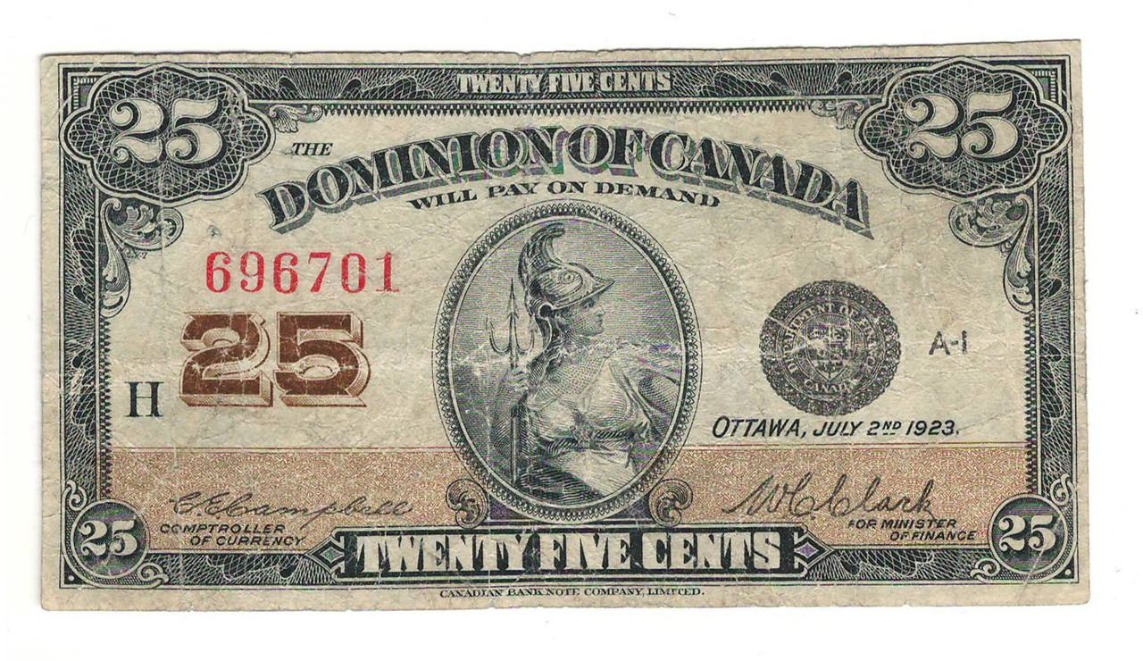 1923 Canada 25 Cent Note