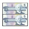 Image 1 : 1986 Canada 5 Dollar ERROR NOTE SET