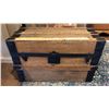 Image 1 : ANTIQUE WOOD TRUNK WITH WROUGHT IRON DETAILING