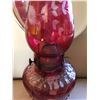 Image 2 : 1887 CRANBERRY GLASS OIL LAMP WITH HEAT SHEILD