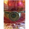 Image 3 : 1887 CRANBERRY GLASS OIL LAMP WITH HEAT SHEILD