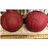 Image 1 : GR OF 2, RED SATIN GLASS BANQUET LAMP GLOBES