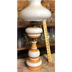 ANTIQUE SATIN GLASS BANQUET LAMP