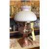 Image 1 : ANTIQUE PINK DEPRESSION GLASS OIL LAMP