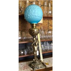 ANTIQUE BRASS BASE BANQUET LAMP
