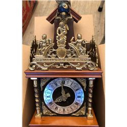 ORNATE WOOD & BRASS WALL CLOCK