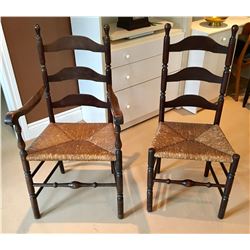 HIS & HERS ANTIQUE RUSH CHAIRS