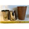 Image 1 : PAIR OF SILVER (?) TUMBLERS WITH LEATHER CARRYING CASE - GERMANY