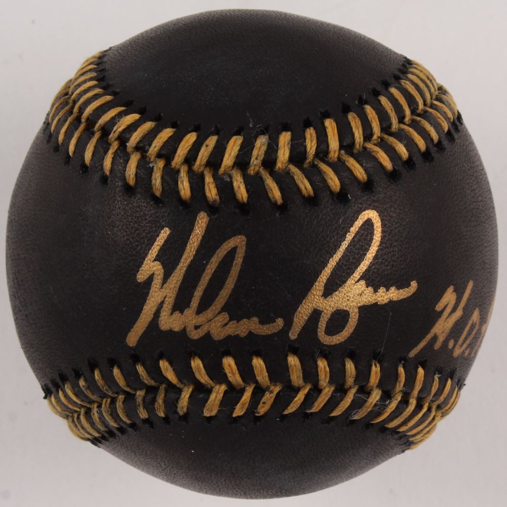 Nolan Ryan Signed OML Black Leather Baseball Inscribed HOF 99 JSA 