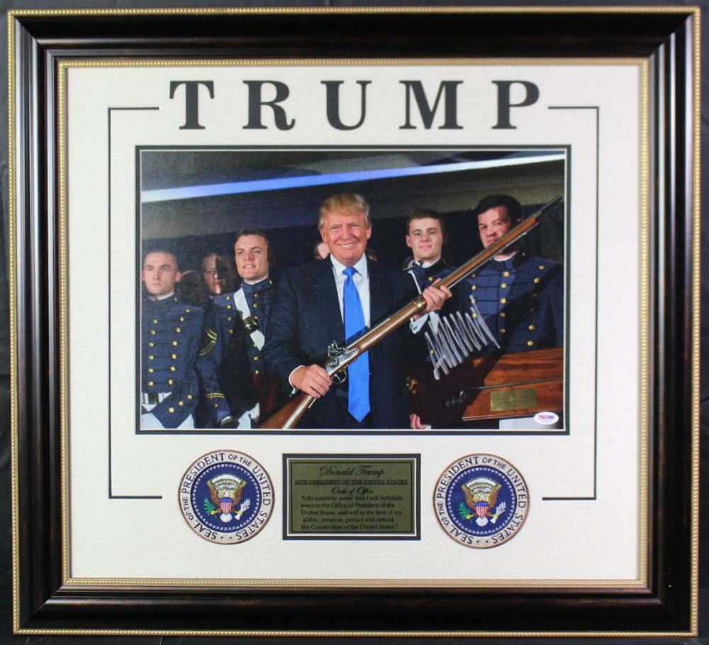 Donald Trump Signed 26x29 Custom Framed Photo Display (PSA COA)