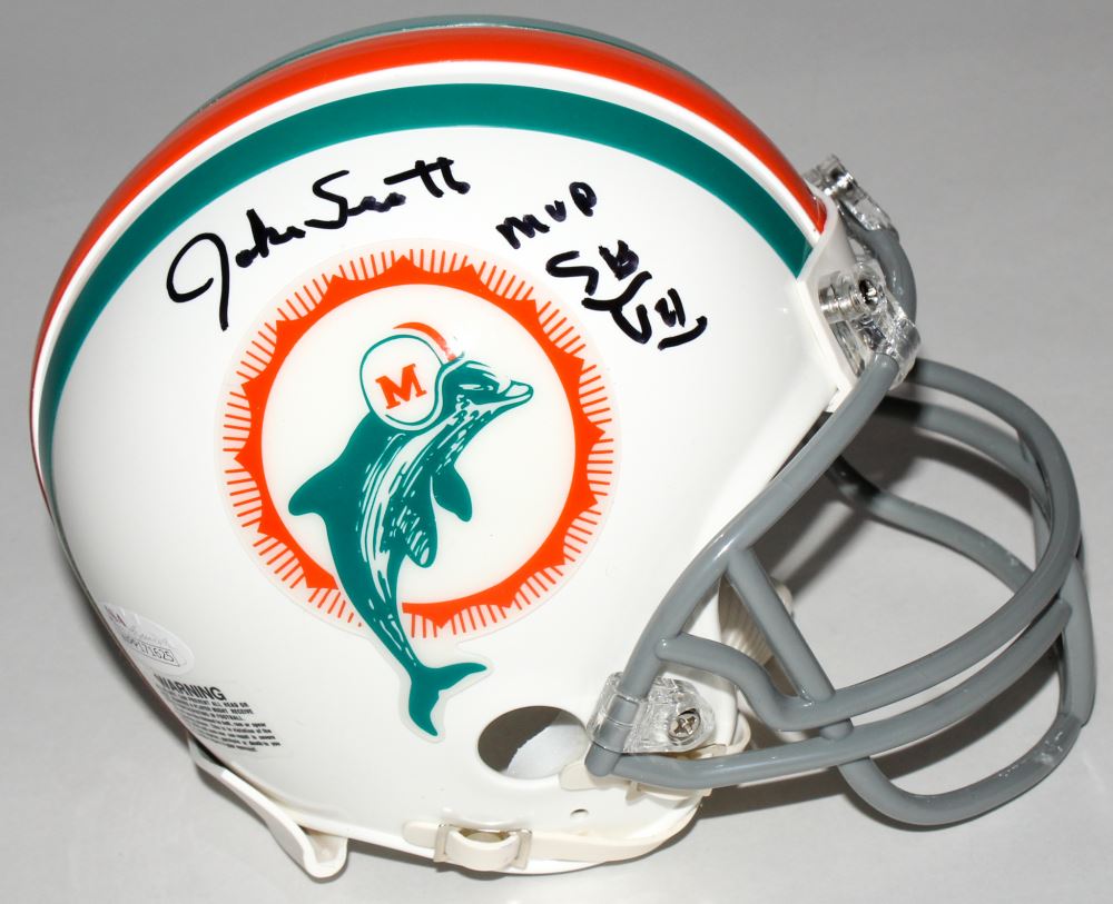 Jake Scott Signed Miami Dolphins Mini Helmet Inscribed "MVP SB VII