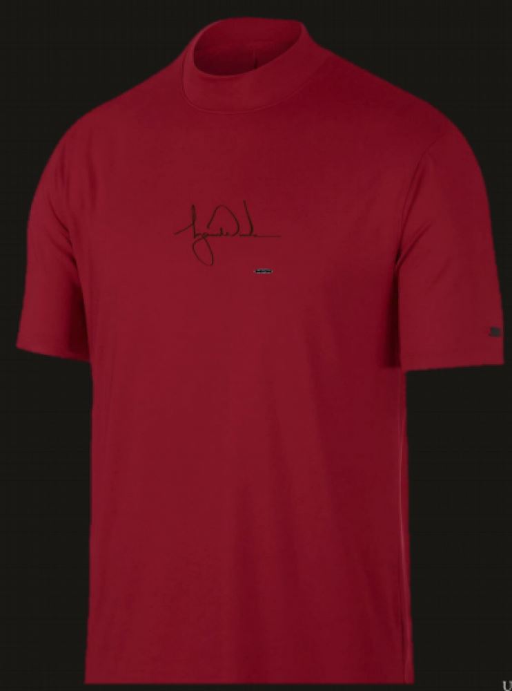 Download Tiger Woods Signed Nike Polo Red Vapor Dry Mock Turtleneck ...