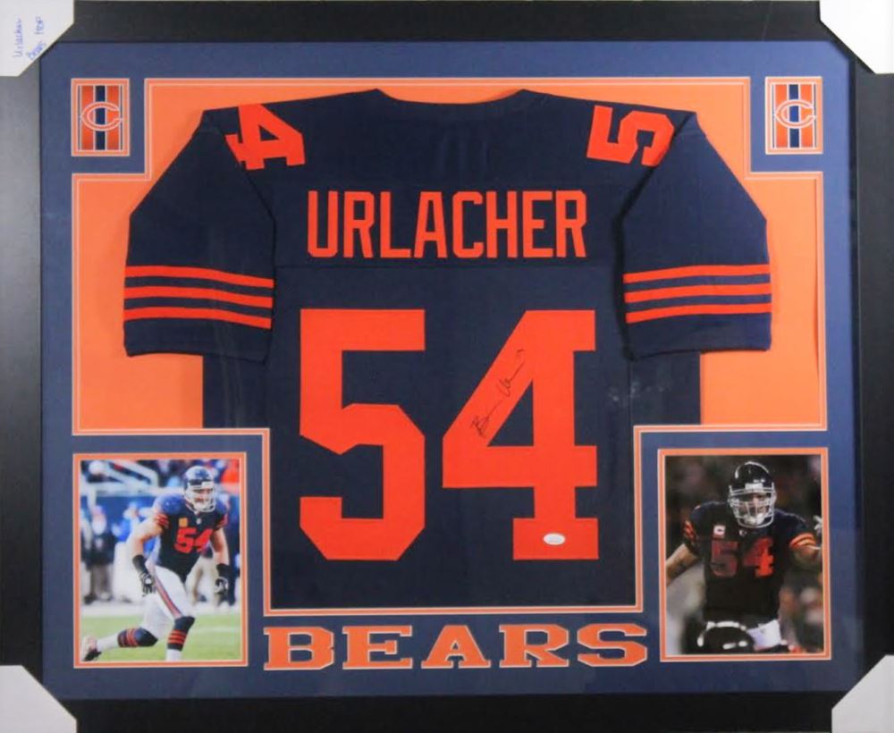 Brian Urlacher Signed Chicago Bears 35x43 Custom Framed Jersey (JSA COA)