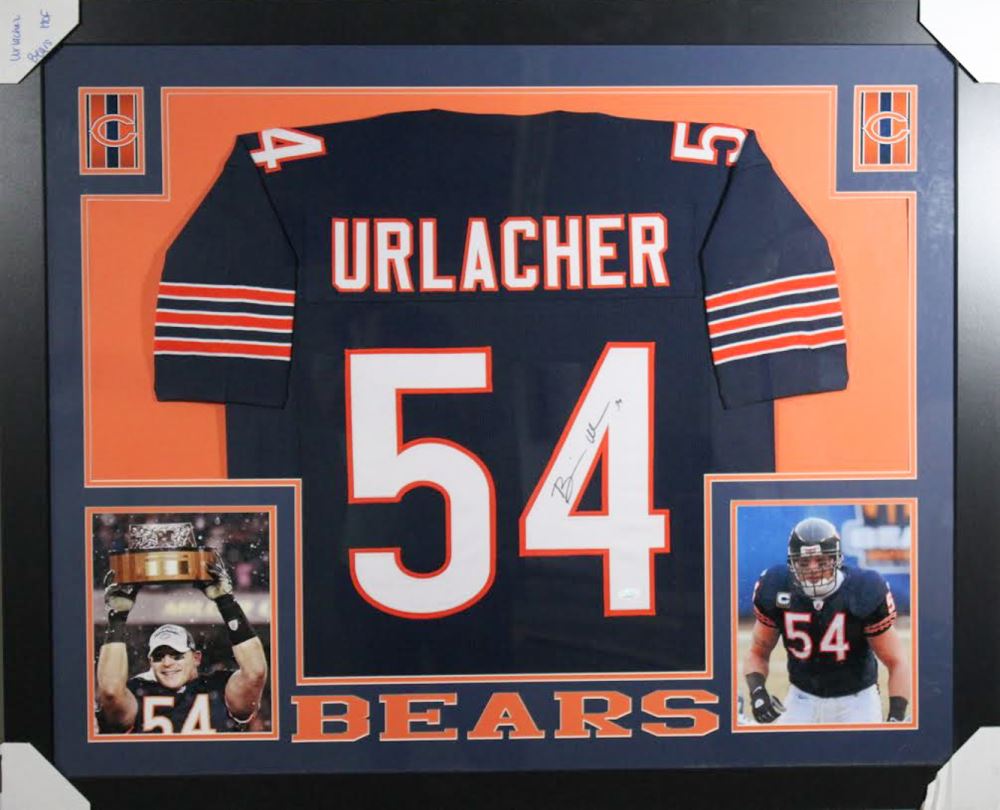 Brian Urlacher Signed Chicago Bears 35x43 Custom Framed Jersey (JSA COA)