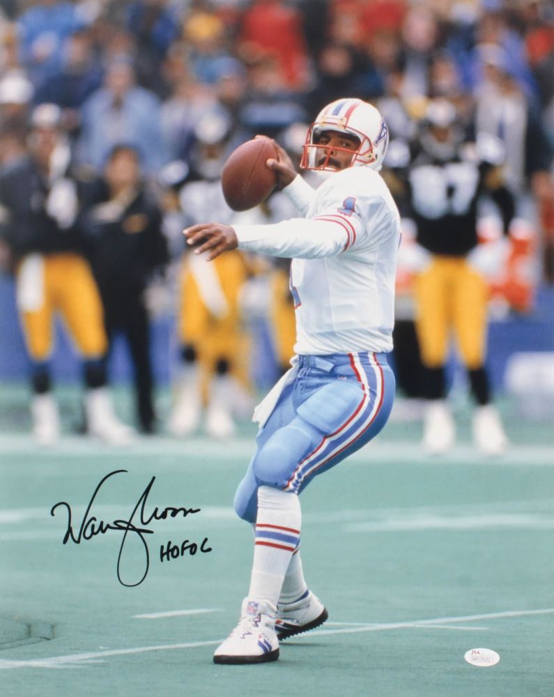 Warren Moon Signed Houston Oilers 16x20 Photo Inscribed "HOF 06" (JSA COA)