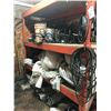 Image 1 : APPROX. 8' X 8' BAY OF METAL RACKING WITH CONTENTS INC. LIGHTS, FELT AND MORE