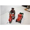 Image 2 : Two cast iron reproduction toys including motorcycle and farm truck