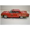 Image 2 : Pressed tin Ford Galaxy Fire Chief car, made in Japan and missing roof lamp lens, 9 1/4" in length