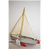 Image 1 : Haji made in Japan Seahawk wind-up pressed tin sail boat with cotton sails, 8 1/2" in length