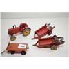 Image 2 : Dinky Toys "Massey Harris" Tractor with two spreaders No. 27C and No. 321 and a flat deck trailer