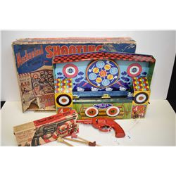 Wyandotte No. 3906 mechanical shooting gallery game with original box and matching gun also with ori