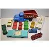 Image 1 : Selection of vintage plastic toys including cars, trucks, military vehicles, ambulance etc.