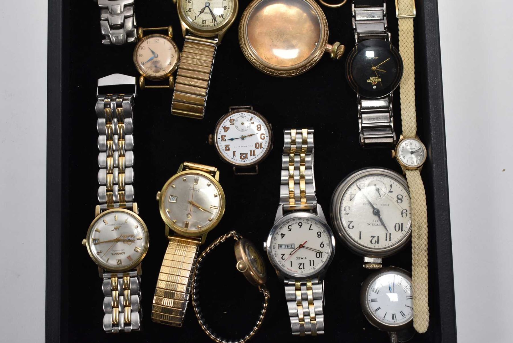 Selection of vintage watches including pocket and wrist watches, empty ...
