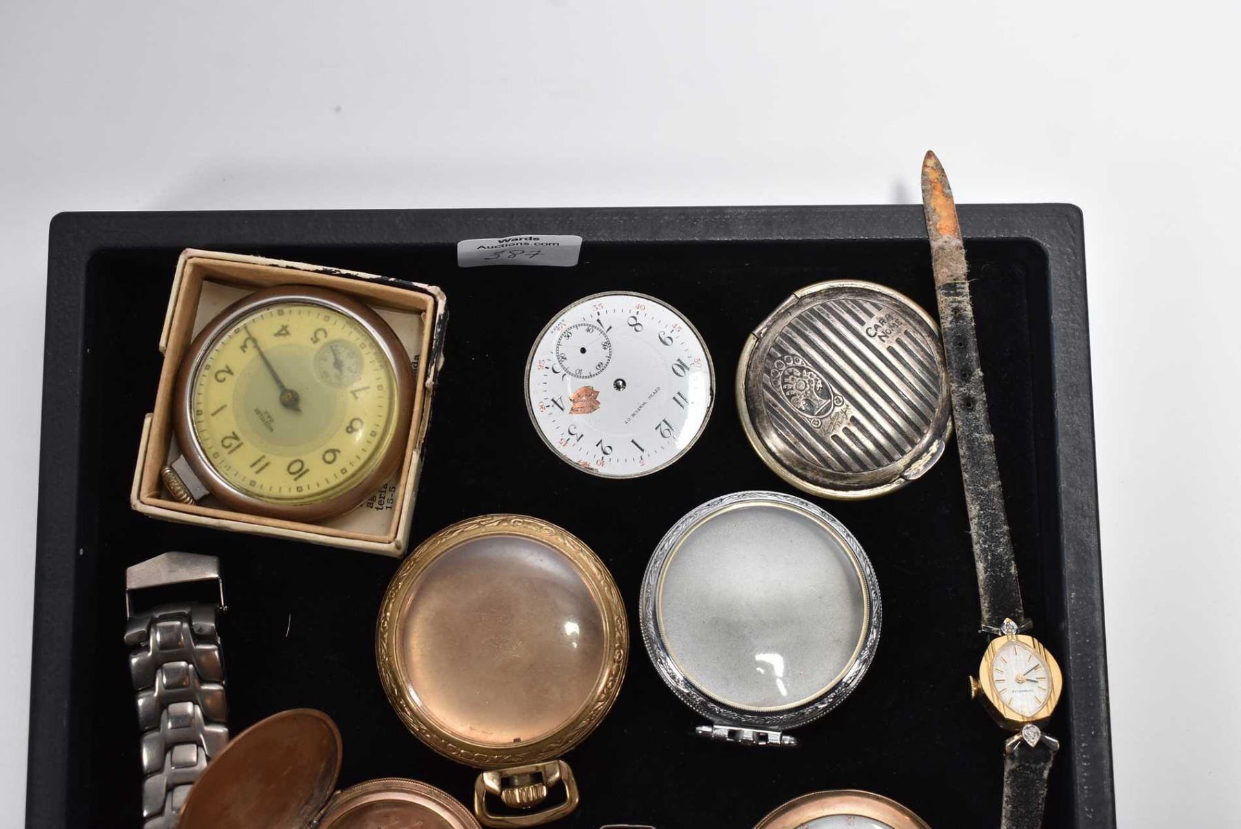 Selection of vintage watches including pocket and wrist watches, empty ...