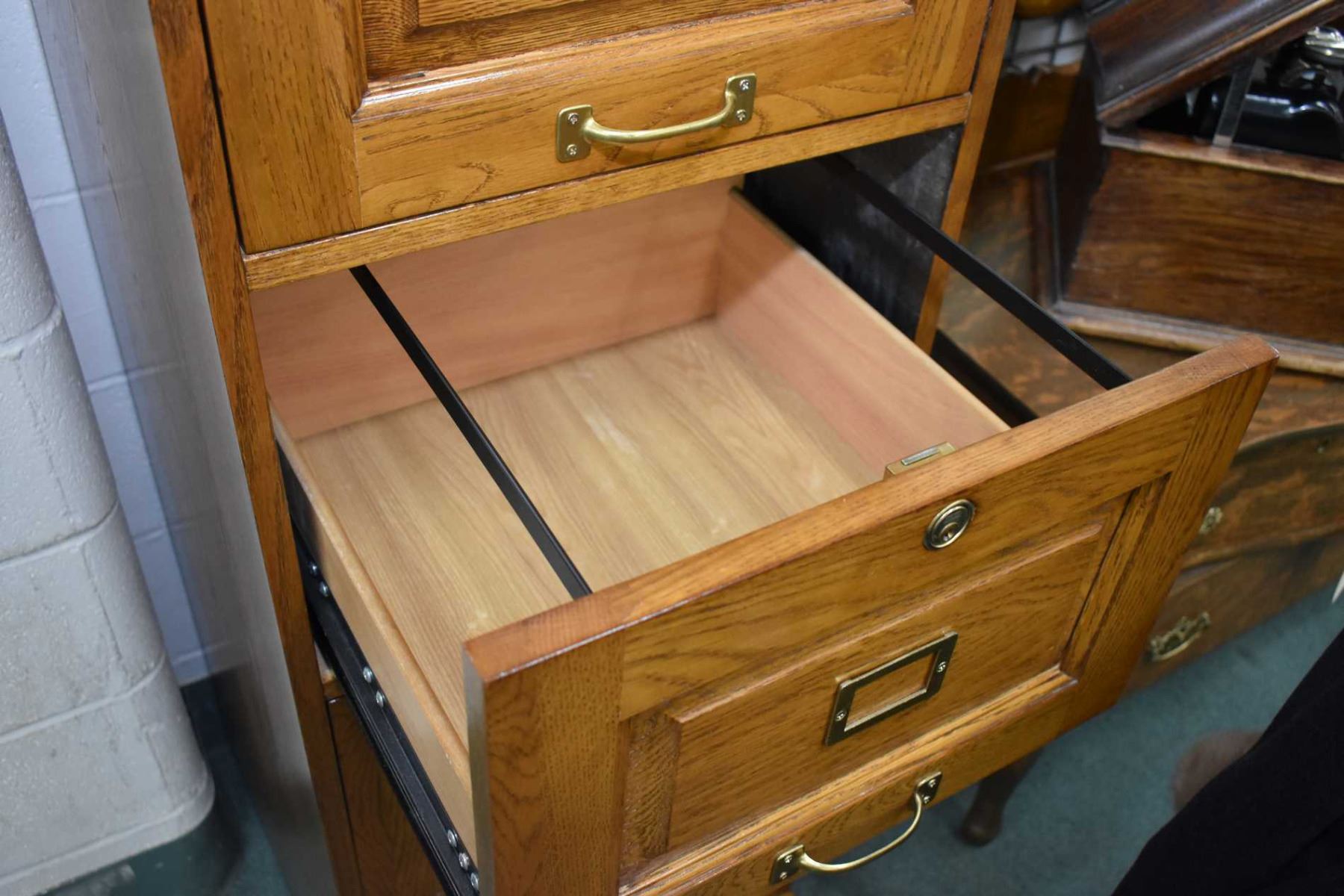 Modern Antique Style Four Drawer Oak Filing Cabinet Can Be Used