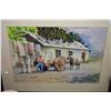 Image 1 : Framed original watercolour painting of an oxen and cart vendor signed Afernandez '84, 10" X 14"