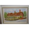 Image 1 : Framed hand painted tile of Anne Hathaway's Cottage signed by arist Betty, 8" X 12"