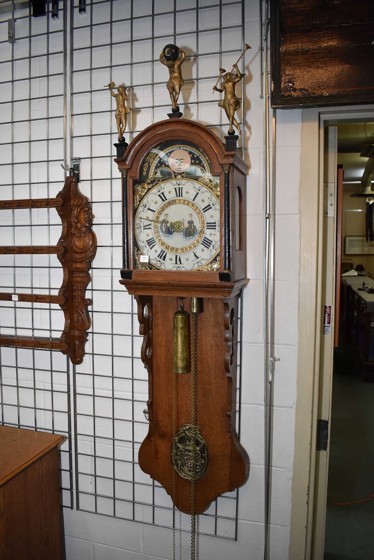 Dutch Clock Antique Dutch Friesen figural wall clock complete with moon phase, hand ...