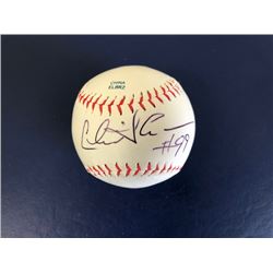 AUTOGRAPHED CHARLIE SHEEN BASEBALL SIGNED ON THE SWEET SPOT BY THE STAR OF EIGHT MEN OUT AND TWO AND