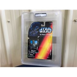 STAR WARS FIGURINE CARD SIGNED BY JEREMY BULLOCK. IT HAS BEEN ENCAPSULATED AND GRADED