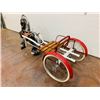 Image 3 : RARE! 1940s VINTAGE HORSE AND BUGGY PEDAL CAR. WOODEN SEAT. PAINTED METAL HORSE.