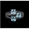 Image 2 : 4.89 ctw Blue Topaz and Sapphire Ring - 14KT White Gold