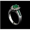 Image 4 : 1.25 ctw Emerald and Diamond Ring - 14KT White Gold