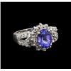 Image 1 : 2.48 ctw Tanzanite and Diamond Ring - 14KT White Gold