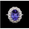 Image 2 : 5.70 ctw Tanzanite and Diamond Ring - 14KT White Gold