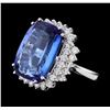 Image 1 : 19.30 ctw Tanzanite and Diamond Ring - 14KT White Gold