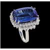 Image 4 : 19.30 ctw Tanzanite and Diamond Ring - 14KT White Gold