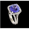 Image 4 : 5.90 ctw Tanzanite and Diamond Ring - 14KT White Gold