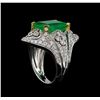 Image 4 : 6.42 ctw Emerald and Diamond Ring - 18KT White Gold